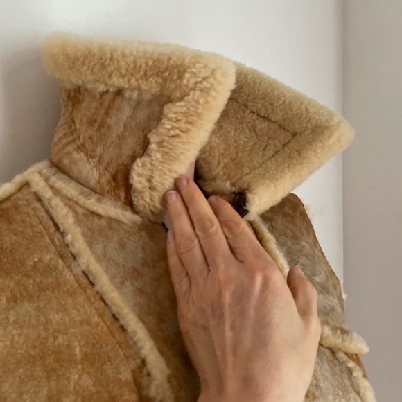 PTP 19” rare vintage sheep leather fleece zipper vest - Picture 6 of 7